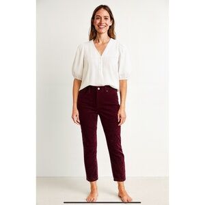 PILCRO JEANS MICRO CORDUROY CROPPED 5 POCKET STYLE COTTON BLD BURGUNDY 30
